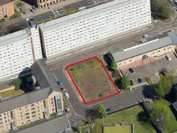 Aerial view of development site at William Street, Glasgow