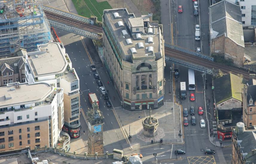 Aerial view of Mercat Building, 26 Gallowgate, Glasgow 