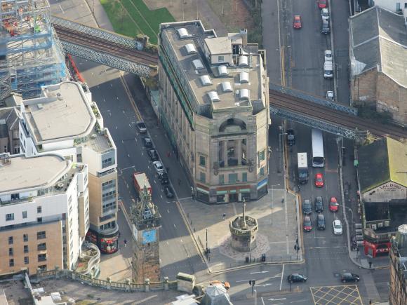 Aerial view of Mercat Building, 26 Gallowgate, Glasgow 